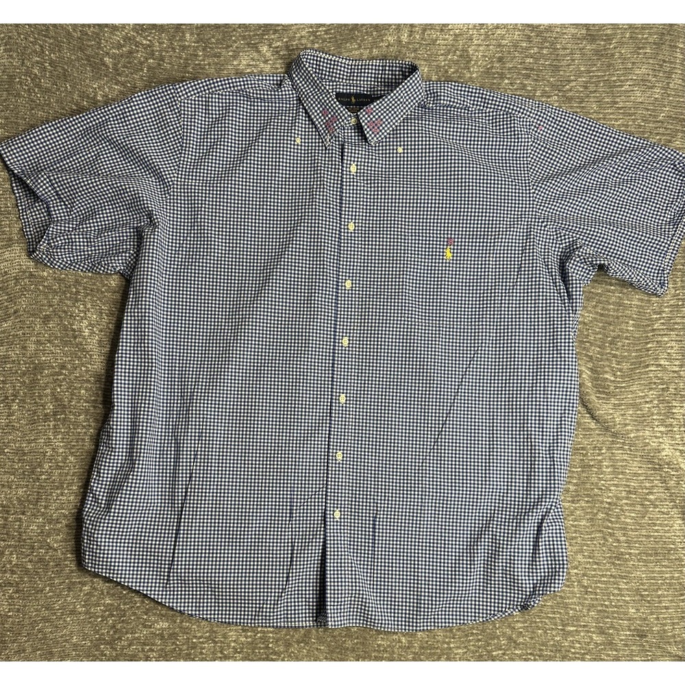 Polo Ralph Lauren Shirt Mens 4XLT Blue Stretch Plaid Performance Button Down